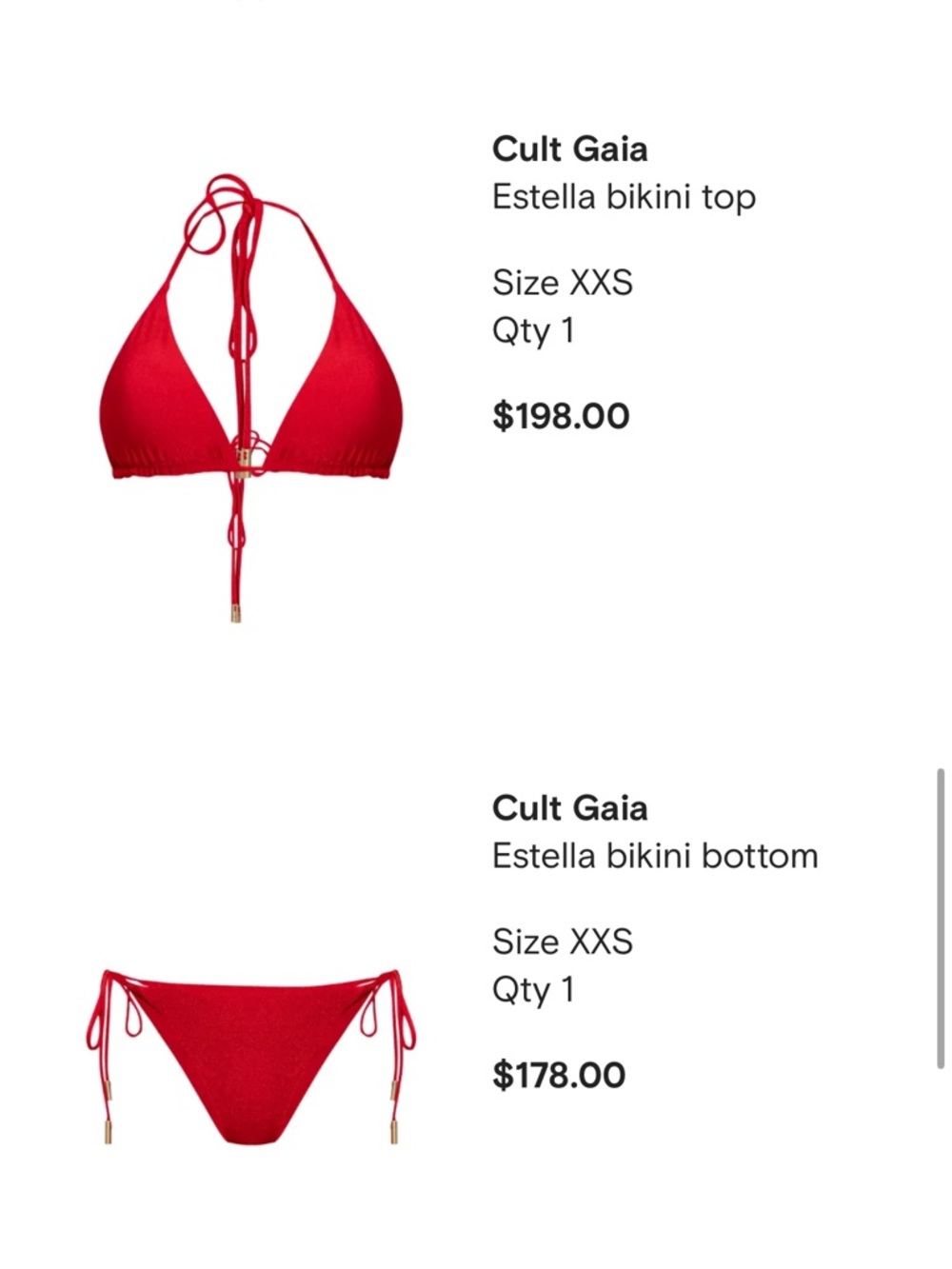 cult gaia Estella Red Triangle Bikini Set